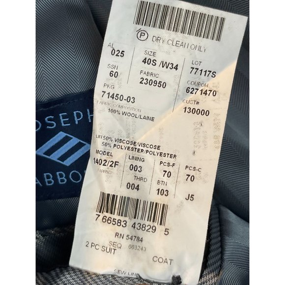 Joseph Abboud Men Coat Suit Blazer Jacket 100% Wool Two Button Slate Blue SZ 40S - Picture 7 of 8